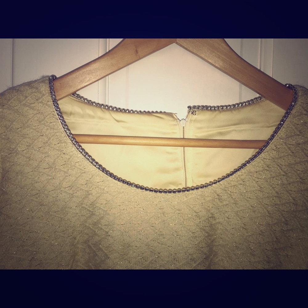 Vintage cream dress with rhinestone collar